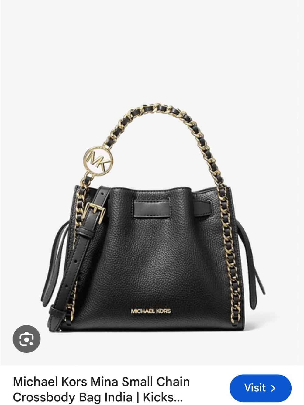 Michael Kors Black Leather Chain-Trim Crossbody Bag black pebble MIna